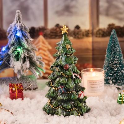 Small Christmas Tree Figurine Resin Festive Crafts New Year Christmas Ornaments Santa Claus Xmas Gift Christmas Decor