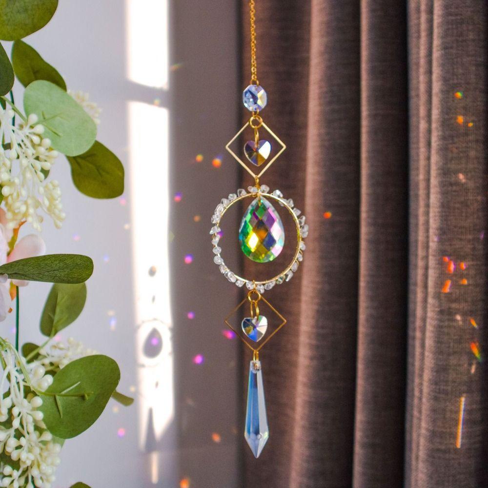 Craft Natural Sun Catcher Hanging Rotating Crystal Ball Pendant Colourful Novelty Rainbow Wind Chime Window