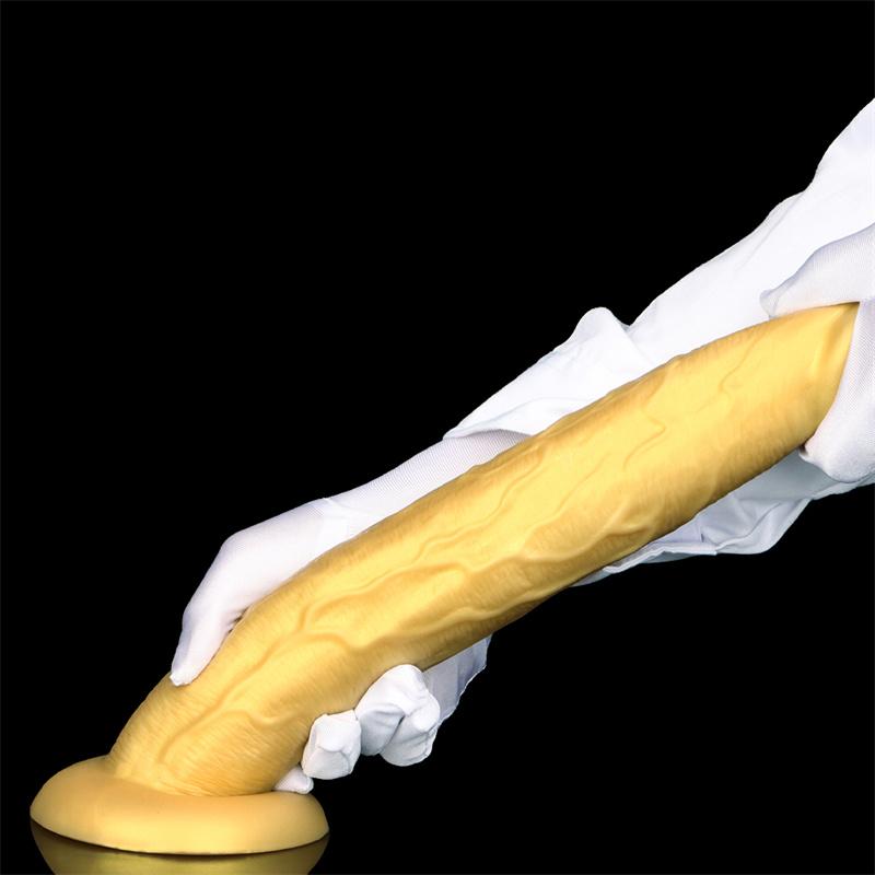 Silicone Eggless Oversized Dildo Oversized Thick and Extra Long Golden Giant Simulated Dildo Stallion Anal Plug