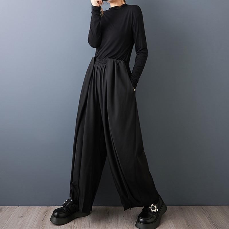 Plus Size Black Vintage High Waist Casual Loose Spring Summer Autumn Harem Pants Women Trousers