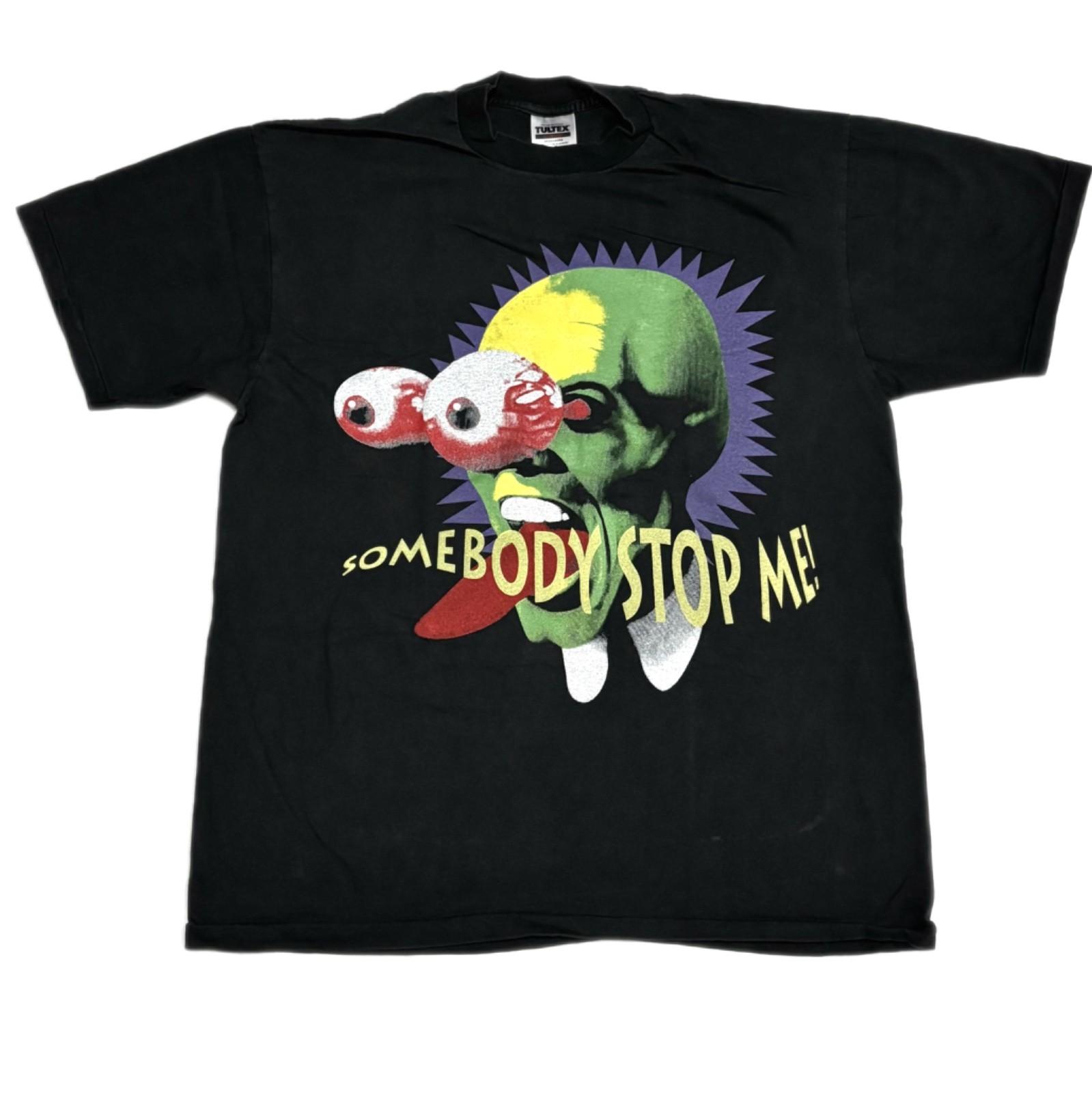 THE MASK 1994 JIM CAREY 90s MOVIE Vintage SOMEBODY STOP ME! XL T-Shirt REPRINT XXXL
