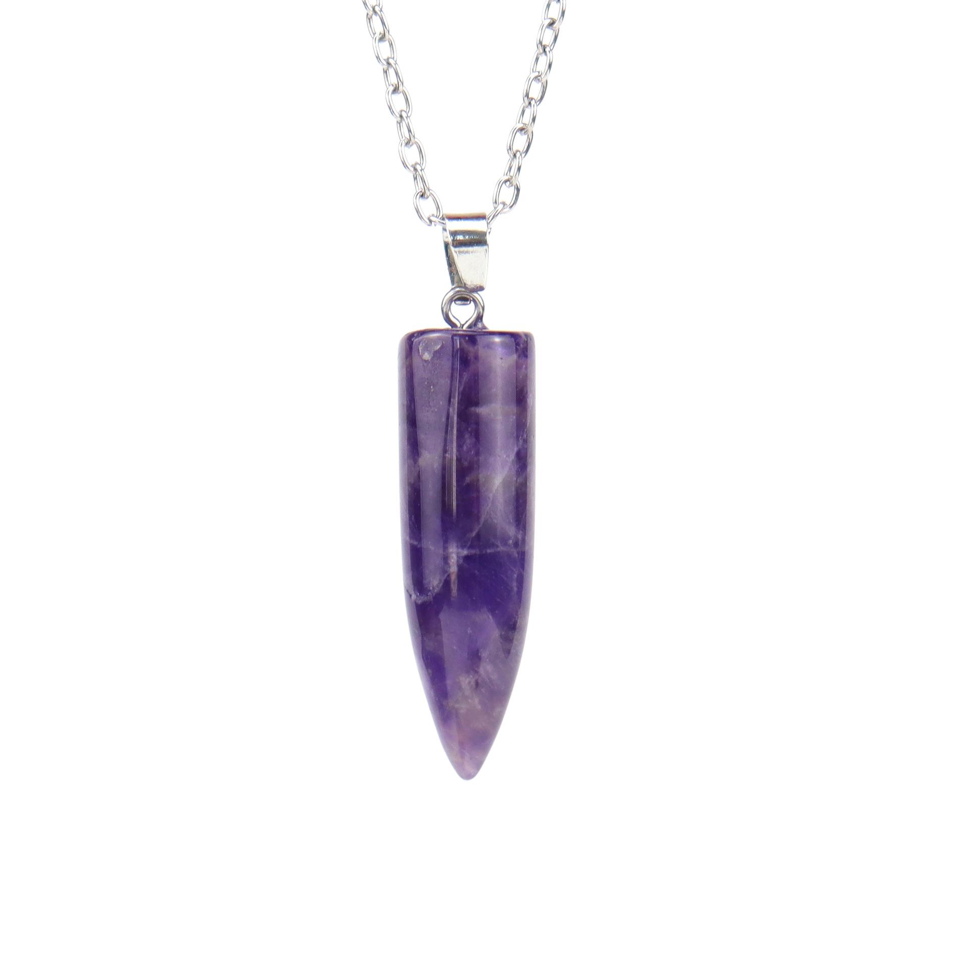 Natural Stone Crystal Imitation Bullet Pendant Necklace аметист