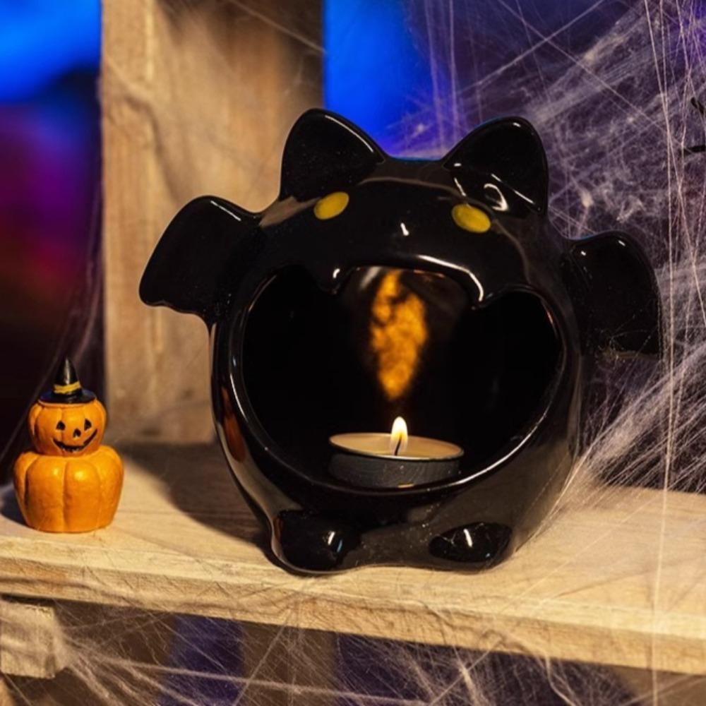 Kreativ Keramisk Atmosfär Ljusstake Halloween Dekoration Söt Spöke Ljusstake Spöke Pumpa Lykta Ornament