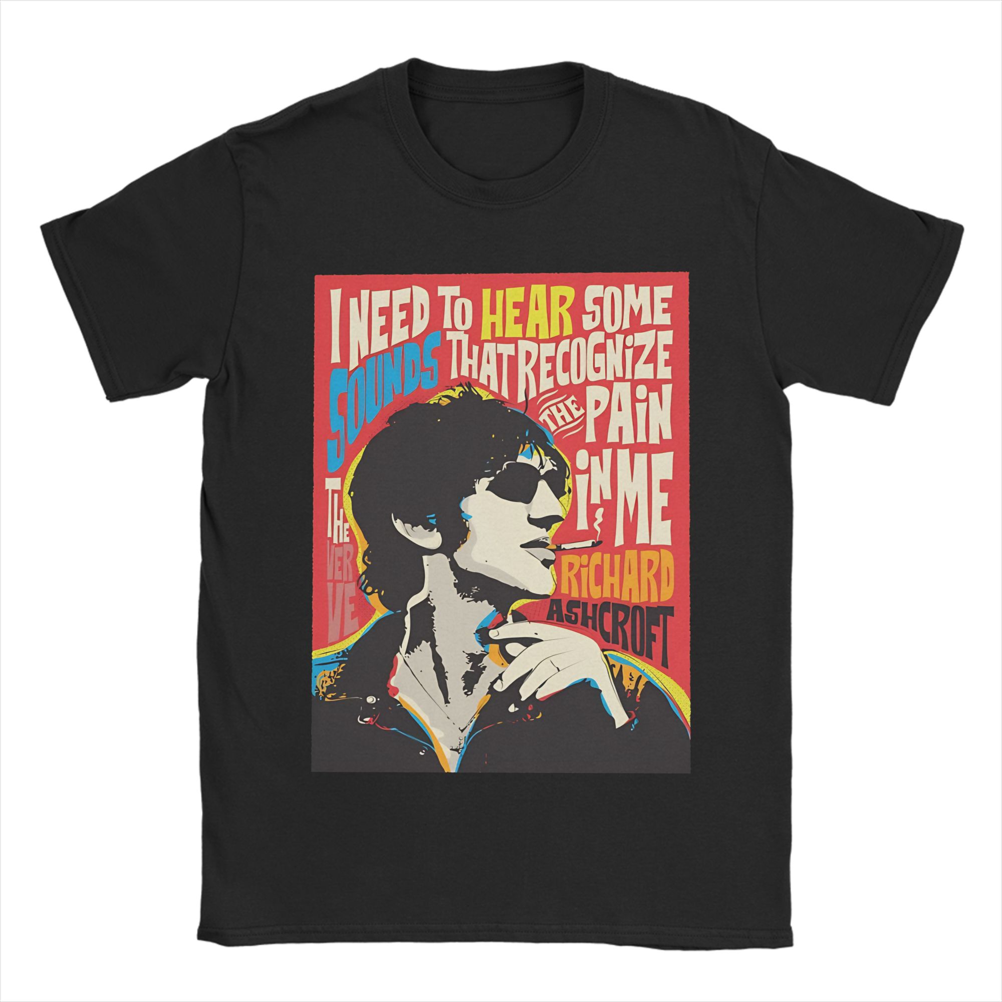 Richard Ashcroft Men s T Shirts  Creative Tees Short Sleeve O Neck T-Shirt 100% Cotton Printing Clothes 4XL
