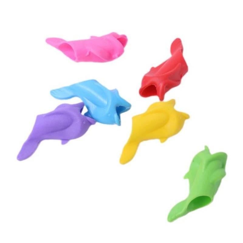 2026 New 4PCS Student Writing Grip Corrector Children's Gel Pen Grip Magic Tool Small Fish Silicone Pen Sleeve Random Color