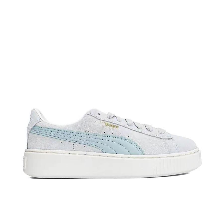 Puma Suede Platform Core Comfortable Versatile Low-Top Sneakers Women sneakers Gray Blue 363559-14