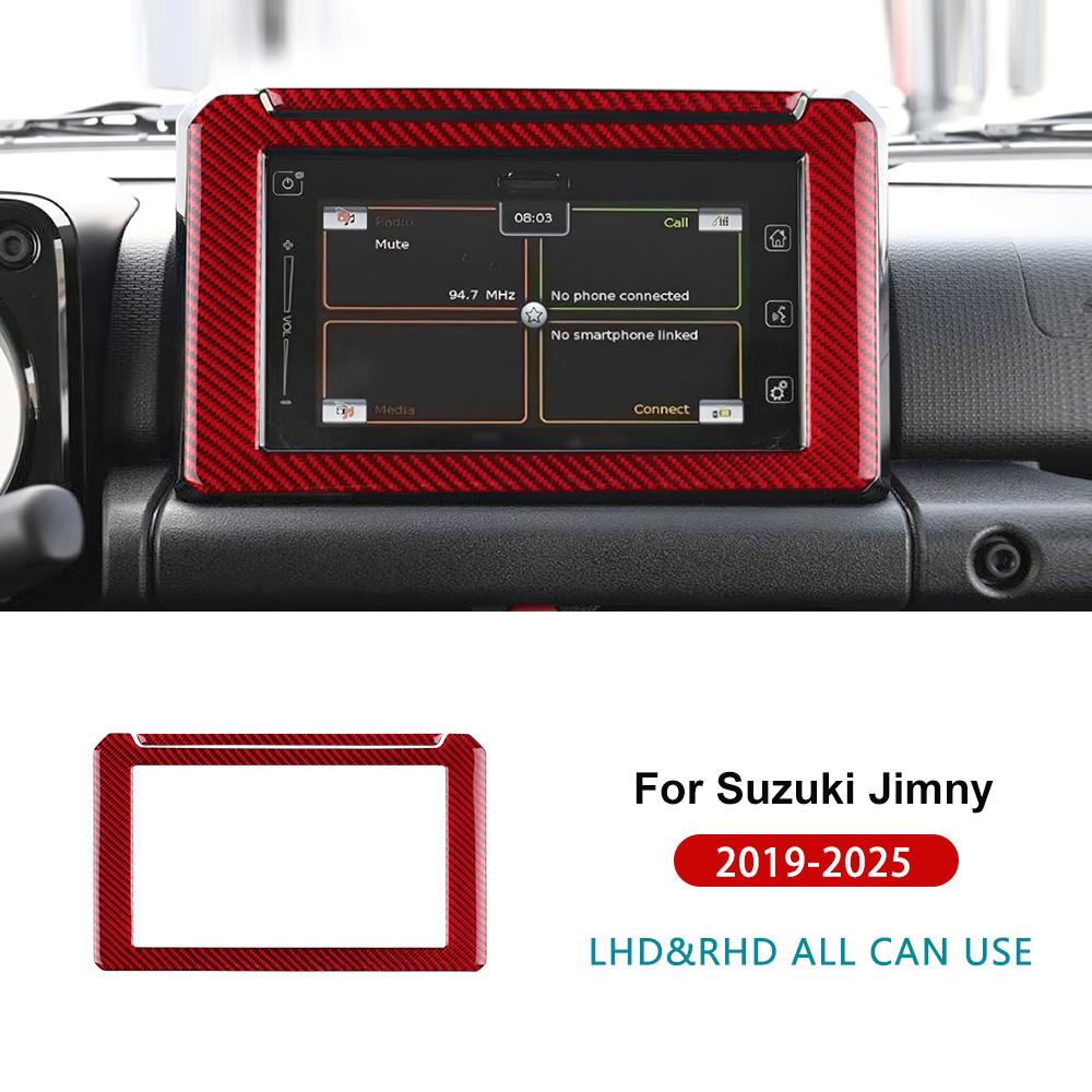 Real Soft Carbon Fiber Sticker For Suzuki Jimny 2024 2025 LHD RHD Car Central Control Screen Frame Trim