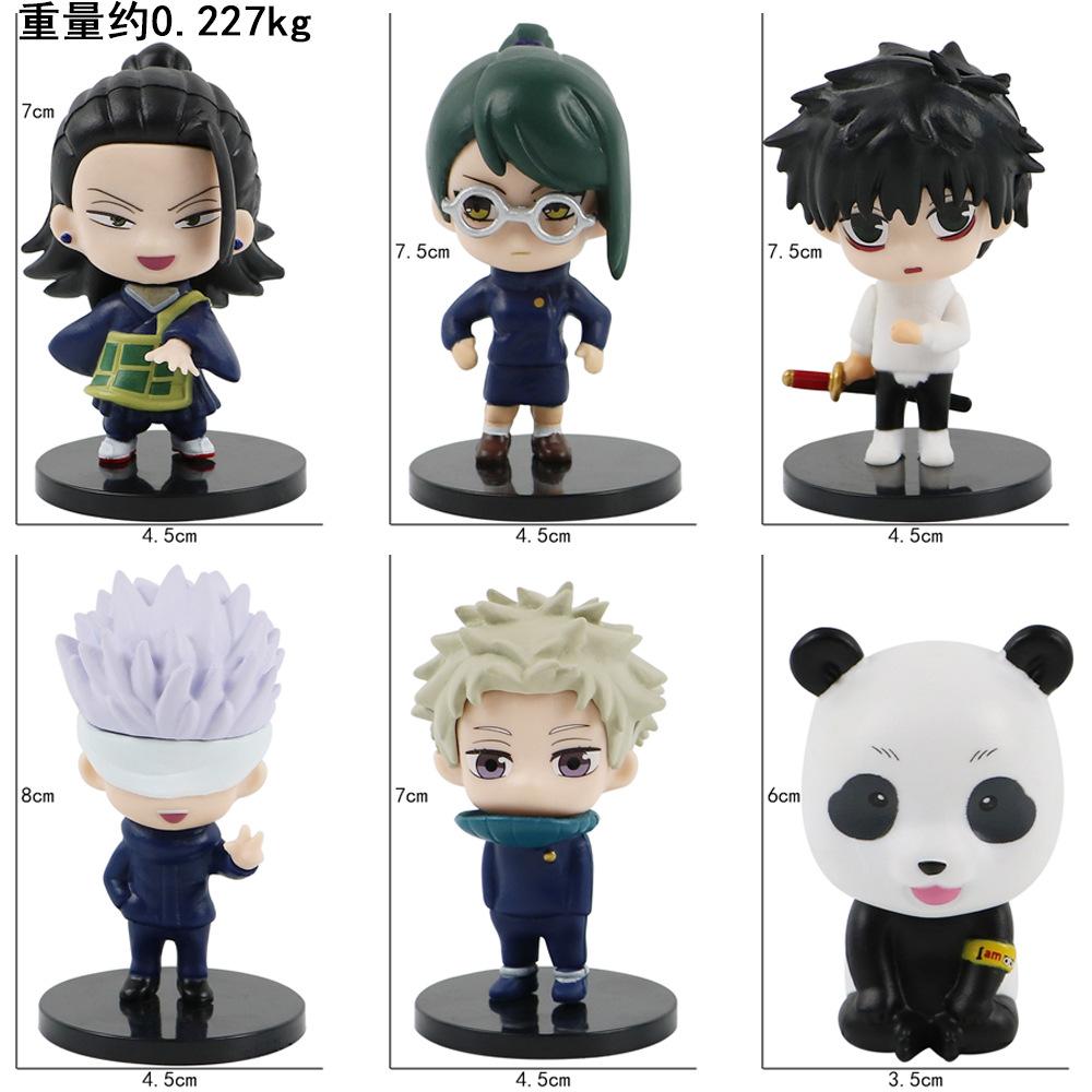 

6Pcs/Set Cartoon Jujutsu Kaisen Gojo Satoru Geto Suguru Zenin Maki Inumaki Toge Panda Anime PVC GK Model Statue Decor Toys Gifts