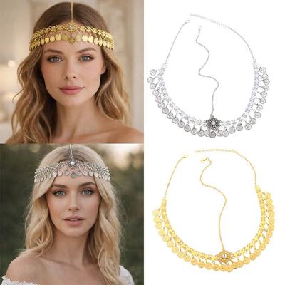 Diamond Embedded Forehead Chain Tassel Women's Headwear New Ethnic Style Headwear  Women