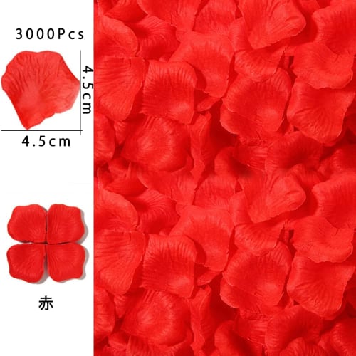 Set of 3,000 Artificial Rose Petals for Flower Showers, Proposals, Weddings, Receptions, Birthdays, Celebrations, Christmas, and Parties (3,000 Red Pe