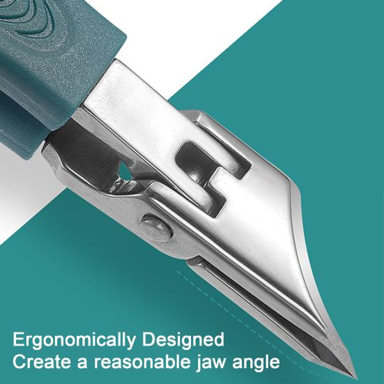 Stainless Steel Nail Clipper Curved Blade Toenail Clippers for Thick Nails 3-Piece Kit with Glass File & Case Ergonomic Non-Slip Grip Nail Clippers