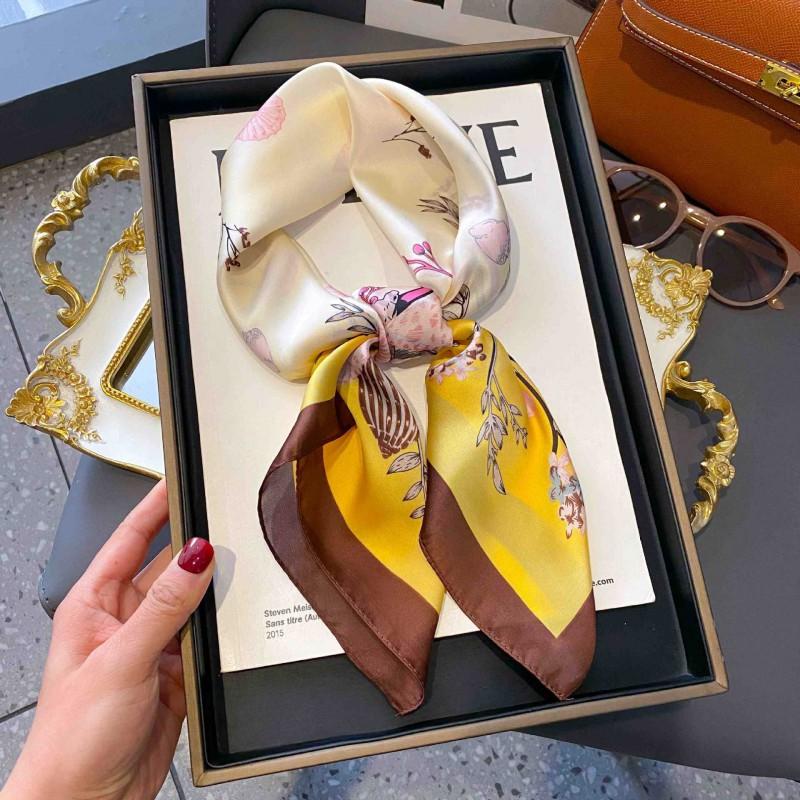 70cm Square Silk-Like Scarf Women Lightweight Fashion Accessory Office Chic Neck Wrap Stylish Print Design