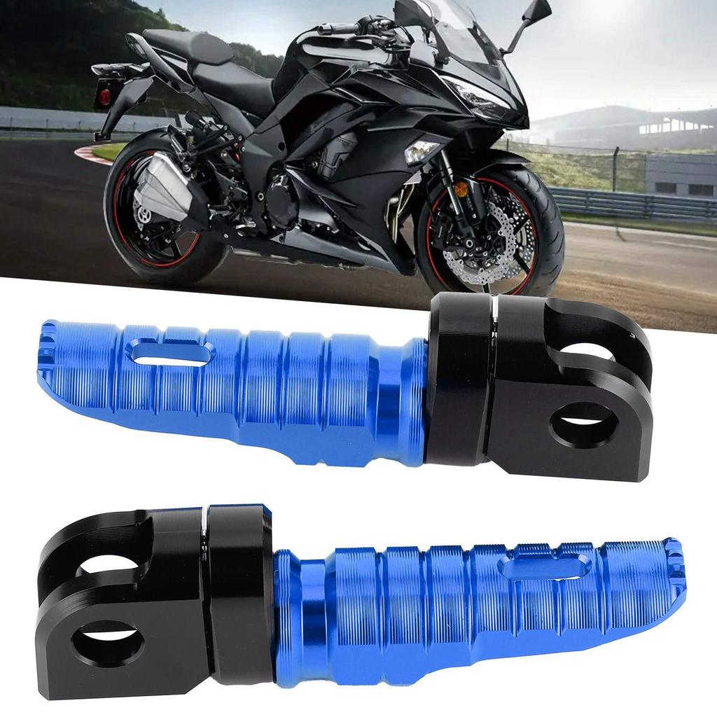 Yctze Pair of Front Foot Pegs Aluminum Alloy Pedals Fits Kawasaki Ninja Z125PRO Z250 / SL Z400Z900 (Blue)