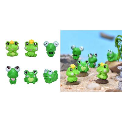 Sada 6 roztomilých kreslených malých žabích figurek dekorací DIY řemeslo pro vnitřní domeček pro panenky venkovní zahradní miniatury příslušenství