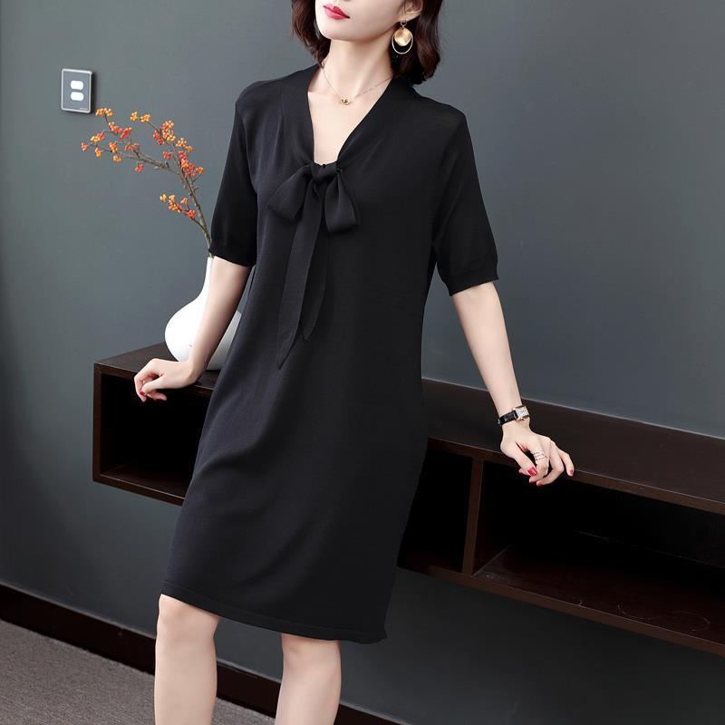 Sommerkleid für Damen in Übergröße, kurzärmlig, 2026: Trendiger, Weiter, Schlankmachender Mid-Length Rock.