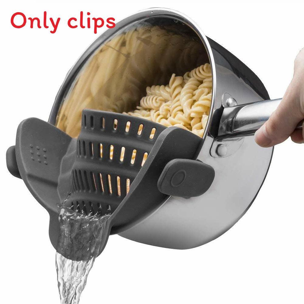 On Strainer Clip Pan Silicone Pot Drainer Fruit Colander Food Kitchen Filter