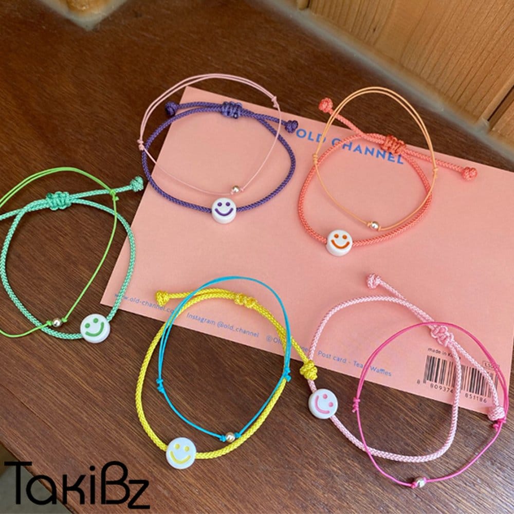 [Takibz] Juicy Pop Smile Silver Ball Wish Bracelet Set