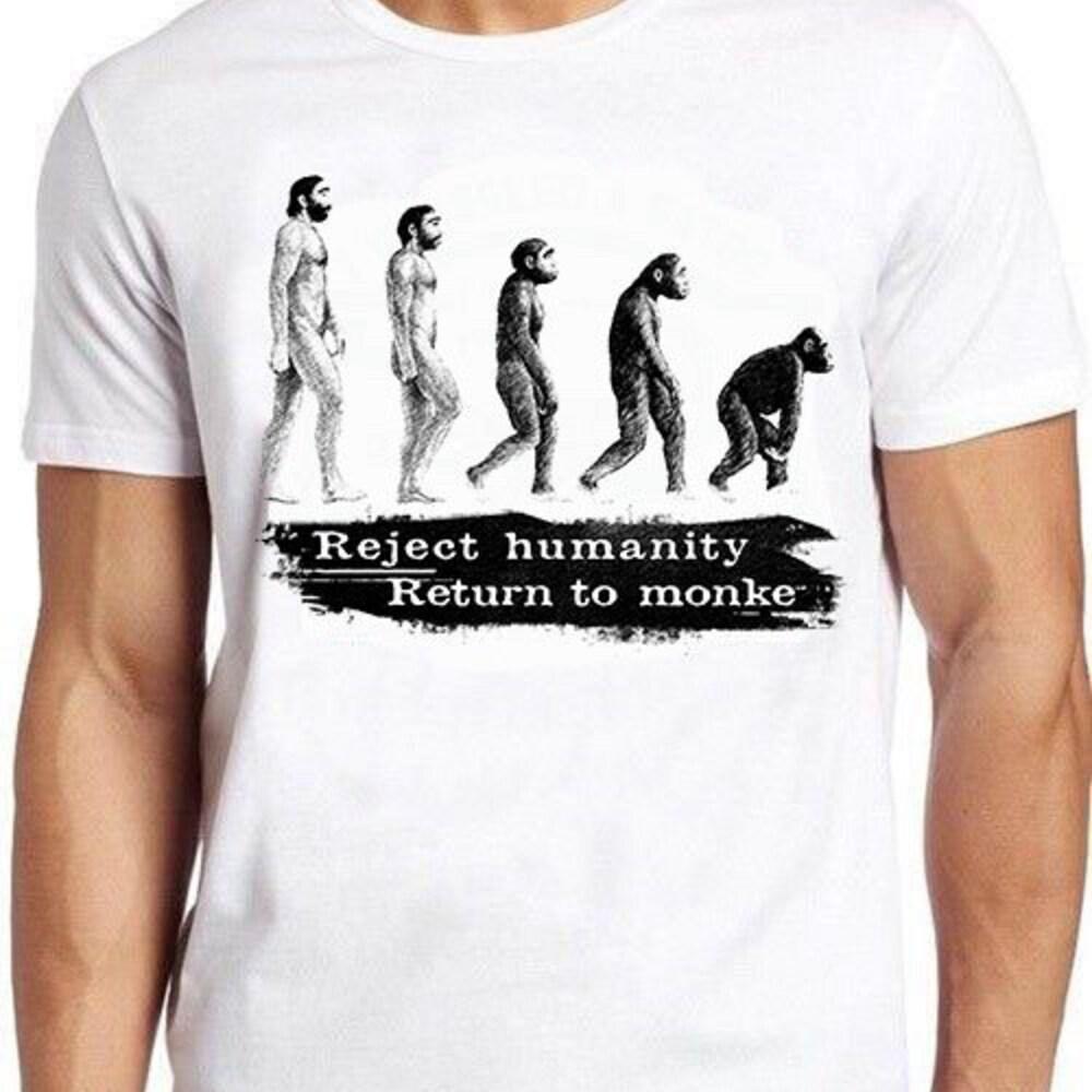 

Футболка из 100% хлопка плотностью 230 г/м2 с надписью «Reject Humanity Return To Monke Movie Music Joke Fashion Art Retro Funny Parody Gift Tee» 1609 XS белый