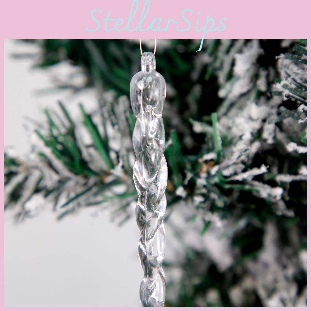 Transparent Icicle Ornaments For Christmas Tree Festive Holiday Decorations Pack Of 12