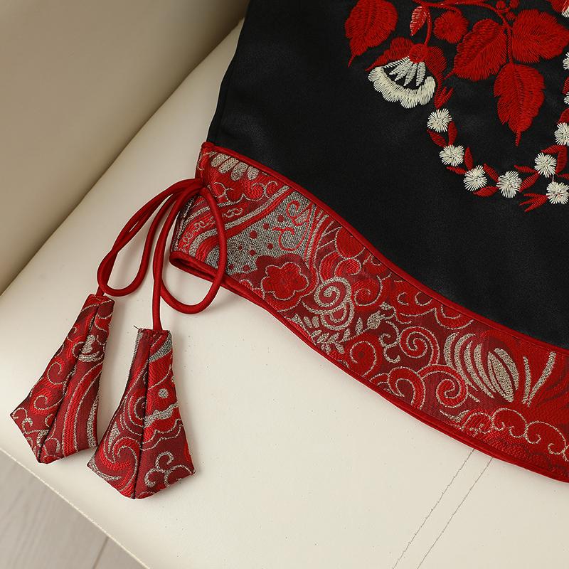 Women's Red Sleeveless Vest with Chinese Embroidery - Stylish & Versatile