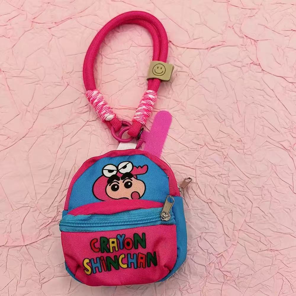 Crayon Shin-Chan Bag Mobile Phone Lanyard Wallet Earphone Case Storage Bag Anti Throwing Wrist Strap Cartoon Gifts for Kids Bag