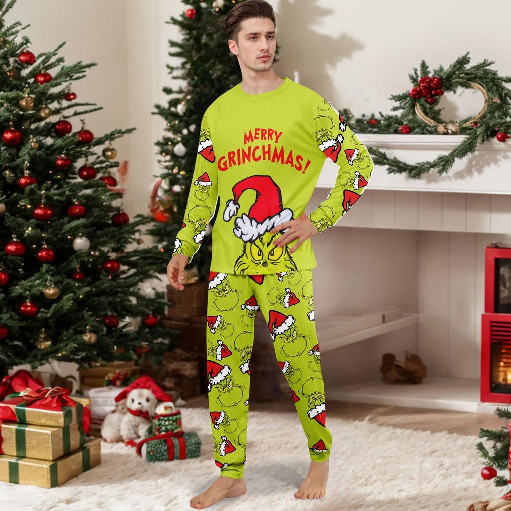 Christmas Print Cute Family Set Pajamas, Home Clothes, Family Set Long Sleeve Top Pants Set