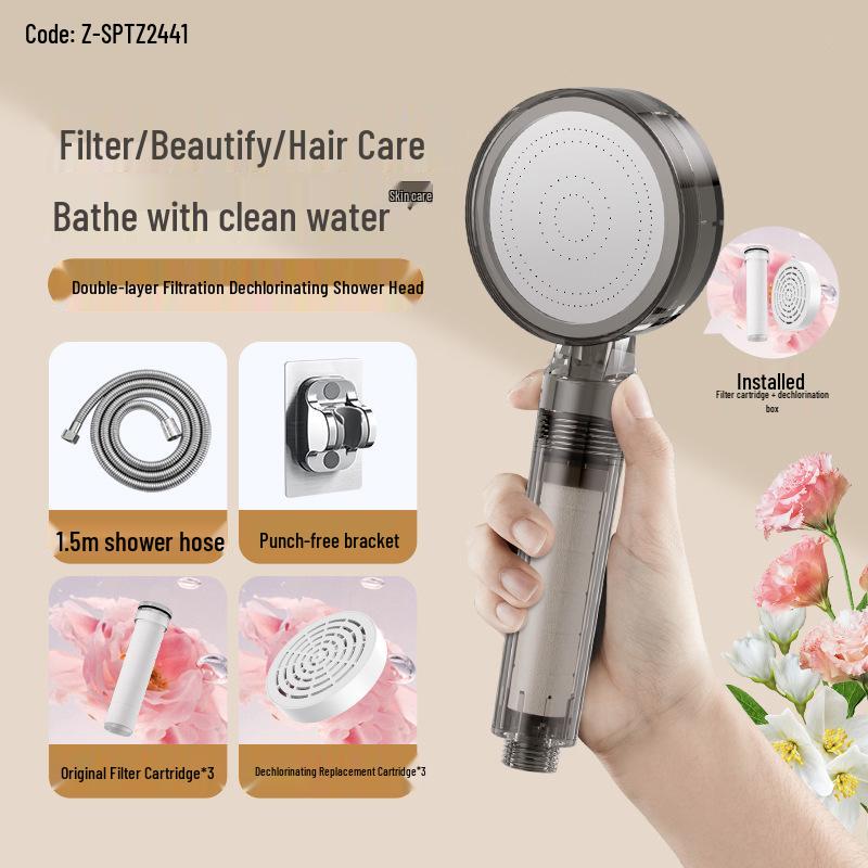 Acrylic Double Dechlorination Antibacterial Shower Head with Purifying Supercharging Filter