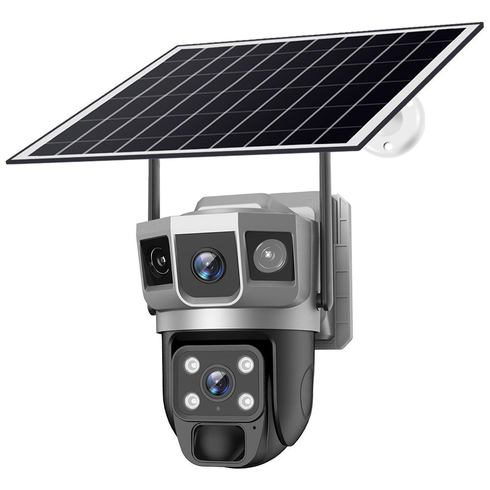 Outdoor Solar-Powered HD Waterproof Triple-Screen Surveillance Camera