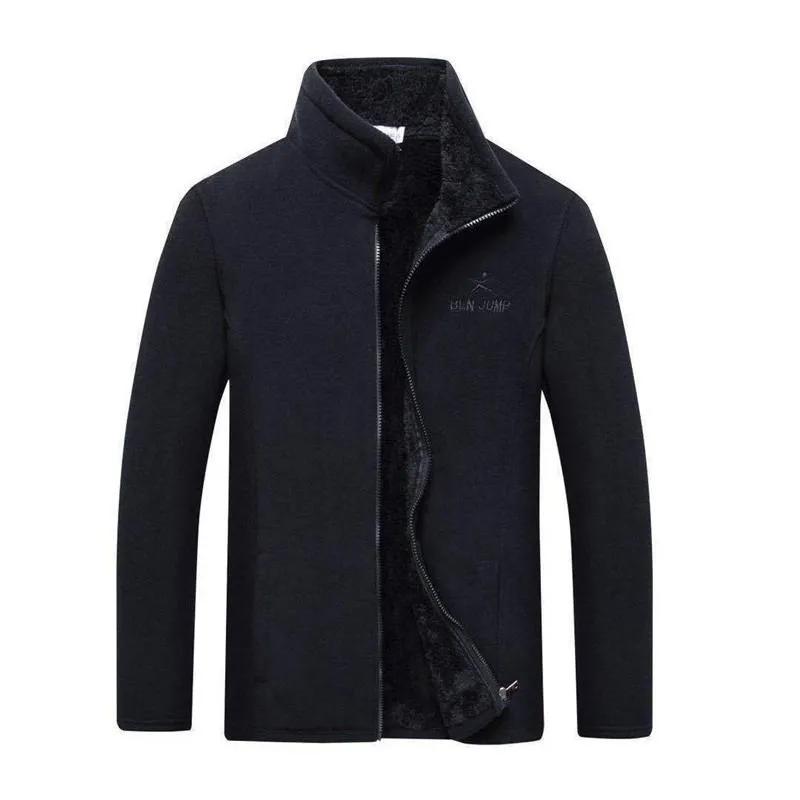 Winter Men's Polar Fleece Plus Velvet Thick Sweater Stand-up Collar Cardigan Cold-proof Warm Fleece Casual Simple Large Size