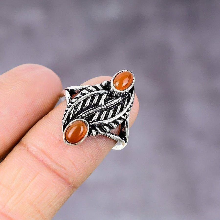 Carnelian Handmade 925 Sterling Silver Jewelry Ring Size 7 a4z42
