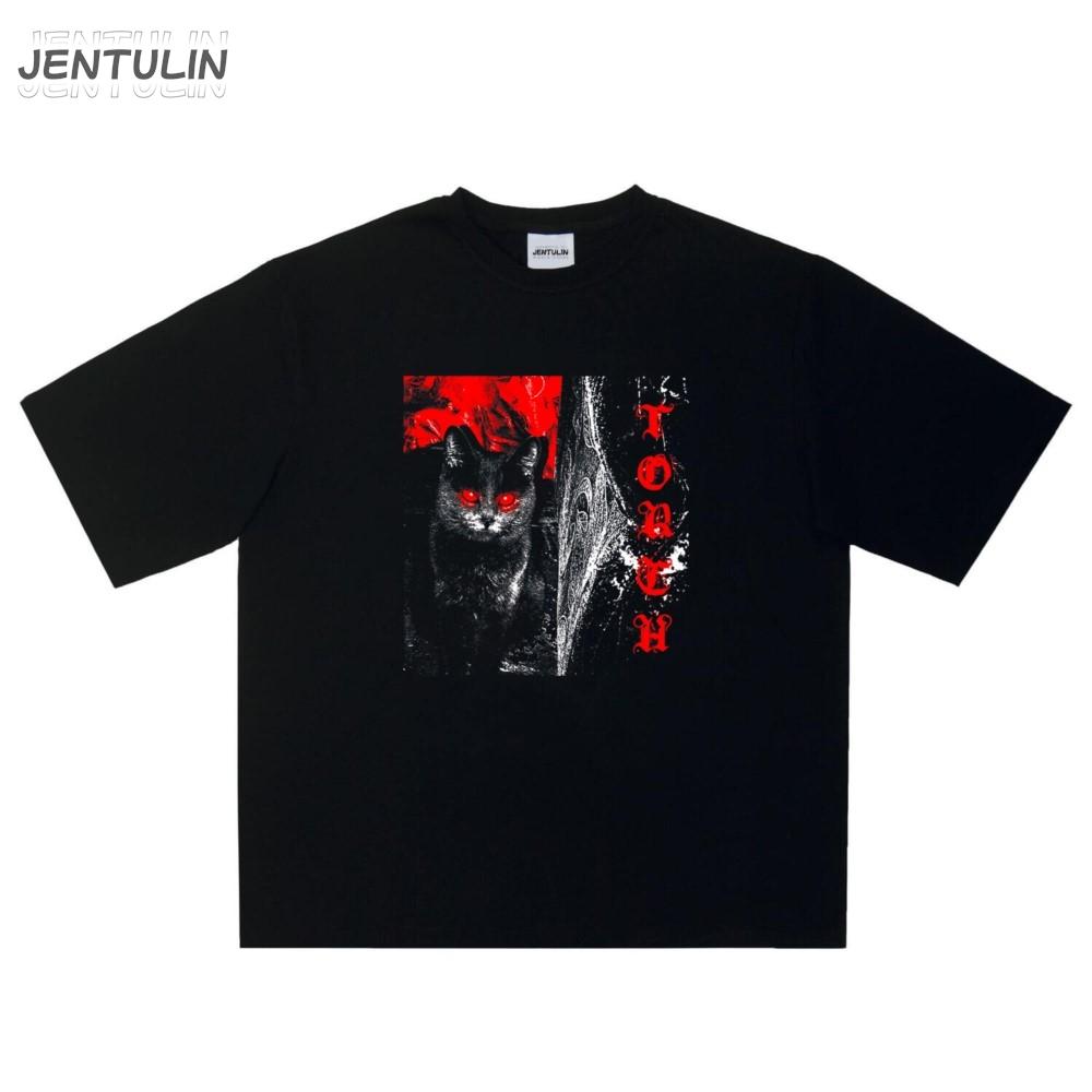 Harajuku Aesthetic Hip Hop Meower Graphic Print Y2K Cartoon Tops Womens Clothing Streetwear Short Sleeve Tshirt Men Unisex Punk