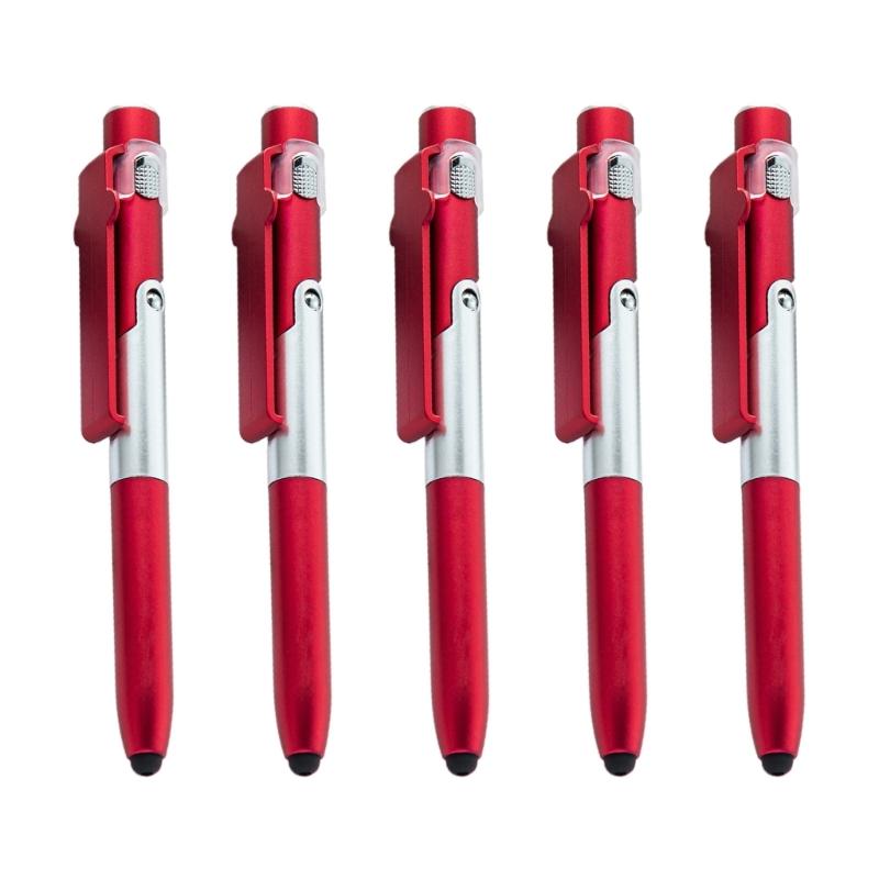 5 Stück Mehrzweck-Kugelschreiber mit Stylus, LED-Licht, faltbarem Handyhalter, Geschäftsgeschenk-Stift für Büropersonal
