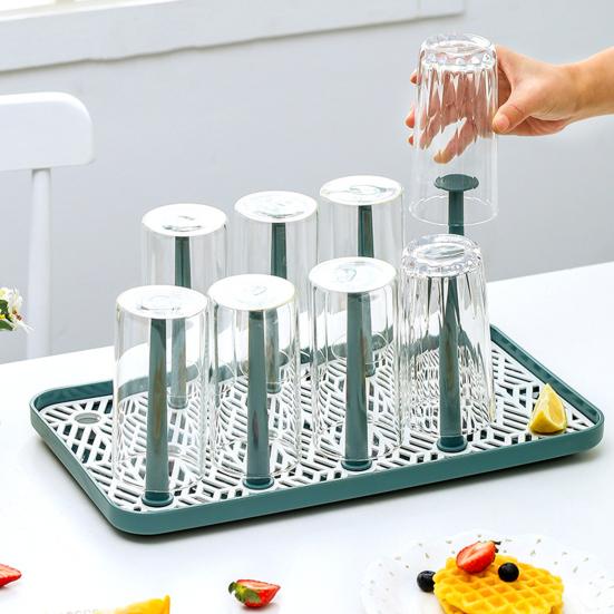 Dust-proof Cup Drying Rack Multifunctional Plastic Draining Glass Cup Holder Stand Home Decoration
