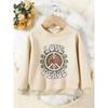 Unisex Kids Crewneck Sweatshirt, Retro Love Peace Sign Floral Heart Print Pullover, Boys Girls Casual Sweatshirt For Kids Over 4 Years Old