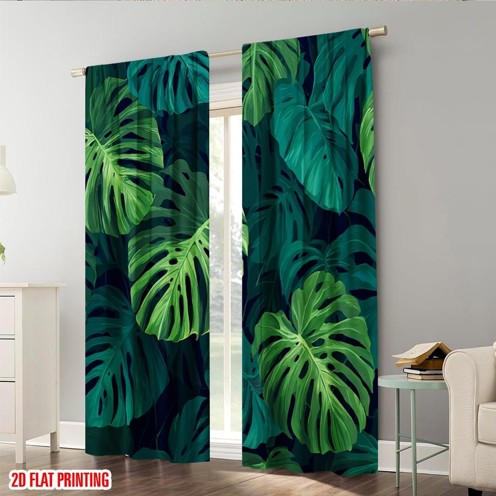 Set Of 2 Contemporary Plane Printing Curtains Jungle Canopy Versatile Polyester Fabric Without Rod Room Decor Ldeal Bedroom Curtain Perfect For Master