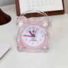 Cute Crystal Transparent Alarm Clock Children Student Creative with Night Light Bedroom Dormitory Desktop Clock
