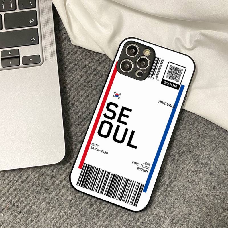 INS Light Ticket Airplane Phone Case for iPhone 11 12 13 mini pro XS MAX 8 7 6 6S Plus X 5S SE 2020 XR cover