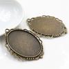 5pcs 30x40mm Inner Size Antique Silver Plated and Bronze and Black Cabochon Base Setting Charms Pendant