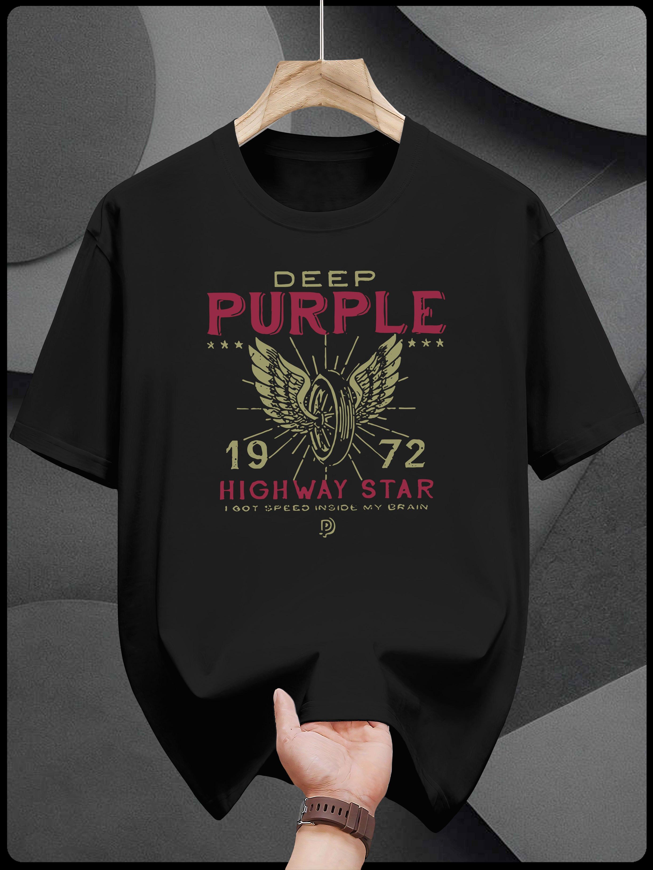 

Heavyweight 200gsm Cotton T-shirt - Vintage Deep Purple Highway Star Graphic Tee S