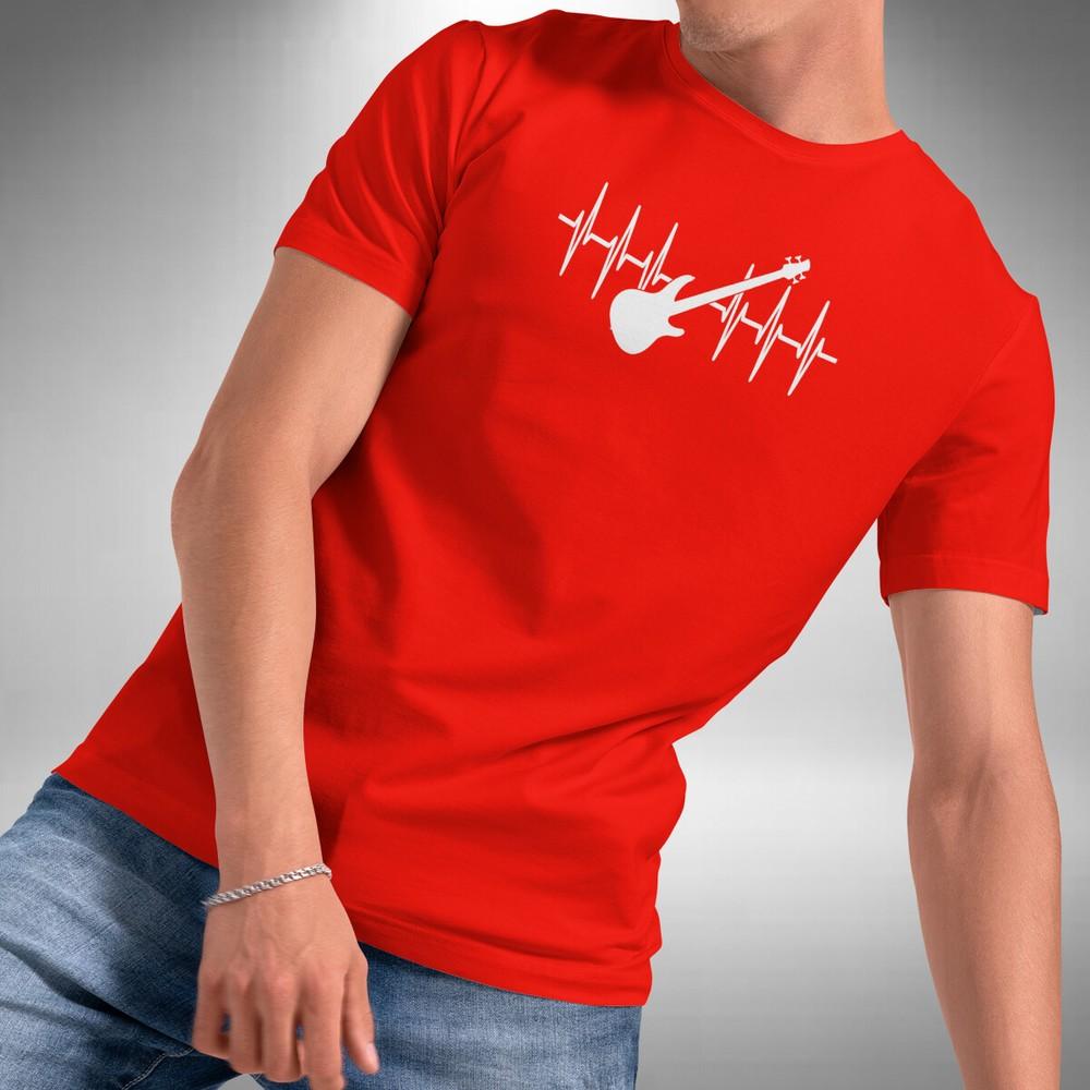 

Bass Guitar Heartbeat T-Shirt Funny Plucked String Electric Bass Small to 5XL XL