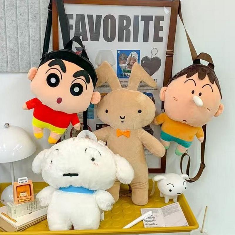 Anime Crayon Shin Chan Backpack Cute Plush Cartoon Crayon Shin Chan Stuffed Toys Bag Accompany Dolls Bedroom Decoration Gift
