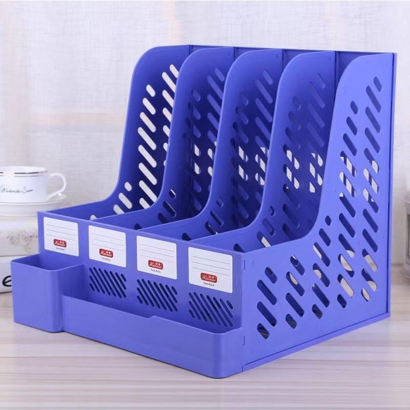 Office Supplies File Holder A4 Desktop Storage File Column Stationery Plastic Thick File Frame File Organizer