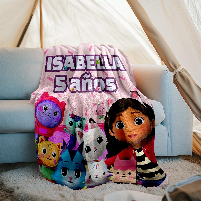 Gabby's Dollhouse printed throw blanket—lightweight,soft,warm;versatile blanket for all seasons—perfect as &air-conditioning throw,nap blanket