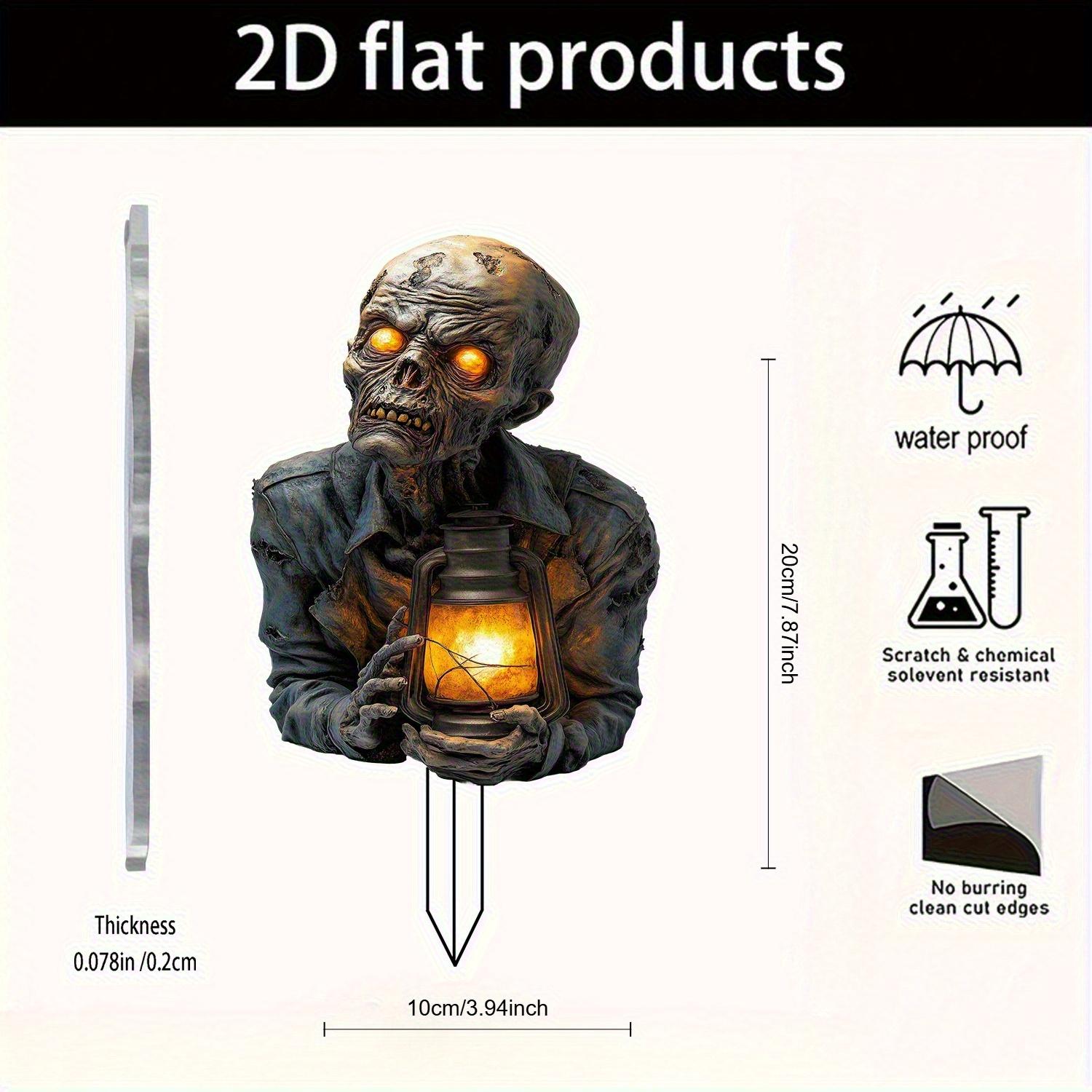 

Halloween Lantern Terror Zombie Ornament Spooky 2D Acrylic Garden Ground Plug Ornament Home Outdoor Garden DIY Decoration Gift