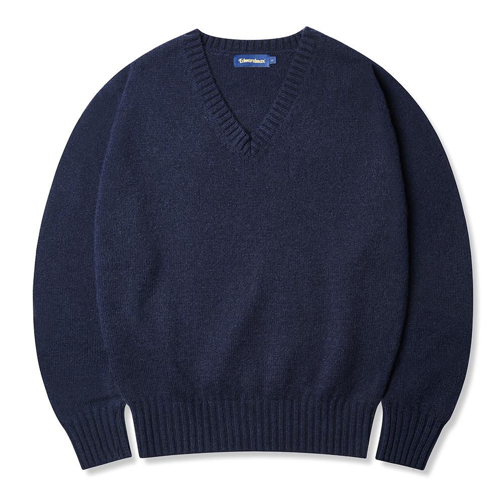 Edward Max Baby Alpaca V-Neck Loose Fit Knit Navy M