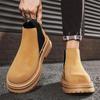Fashion British Style Leather Men Shoes Men's Chelsea Boots Autumn Winter Ankle Boots Men Slip on Casual Mens Platform Shoes Sneakers