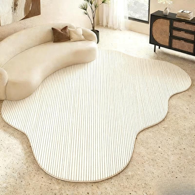 Irregular Shape Bedroom Decor Line Carpet Home Thick Plush Rug Cream Style Carpets for Living Room Fluffy Soft Lounge Floor Mat