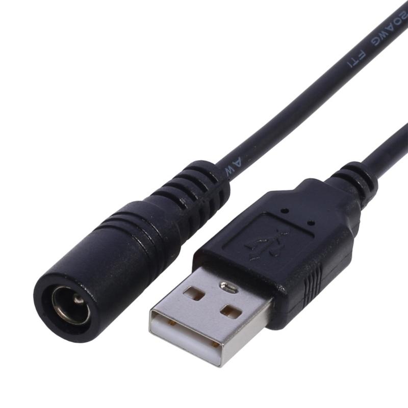 USB to DC5V Power Cable Cord, USB Male to 5.5x2.1mm Female DC5V Power Supply Plug Barrel Connector Charge Line