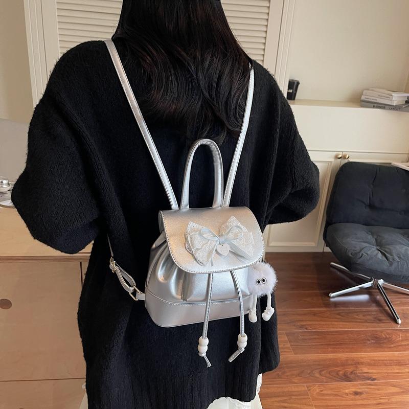 Backpack Small Bag Women's Summer New Versatile Fashion Simple Bow Portable Backpack