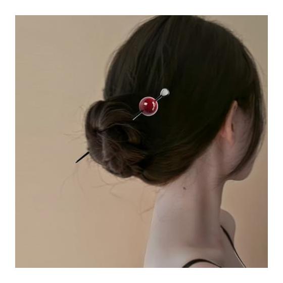 Simple Resin Hair Stick with Candy-like Ball - Elegant Hair Accessory for Kimono, Yukata, and Formal Occasions (Deep Scarlet)